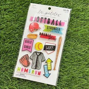 La Petites Softball Scrapbooking Stickers